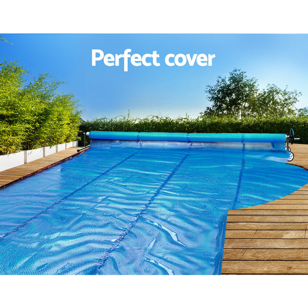 Aquabuddy Pool Cover 6.5X3m 400 Micron Silver Swimming Solar Blanket 5.5M Roller