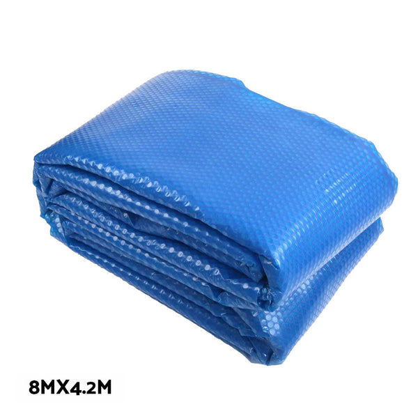 Aquabuddy Pool Cover 500 Micron 8X4.2M Blue Swimming Solar Blanket 5.5M Roller