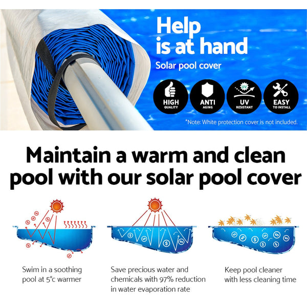 Aquabuddy Pool Cover 500 Micron 9.5X5m Blue Swimming Solar Blanket 5.5M Roller