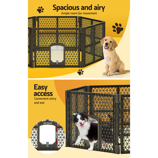 I.Pet Dog Playpen Enclosure 6 Panel Fence Puppy Cage Plastic Pen Fold