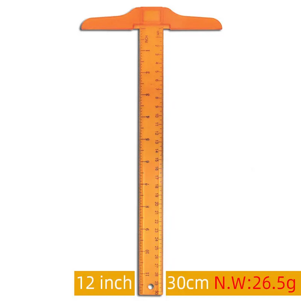 Plastic T Square Metric Ruler Cm Inch Double Side Scale Shaped Measuring Tool