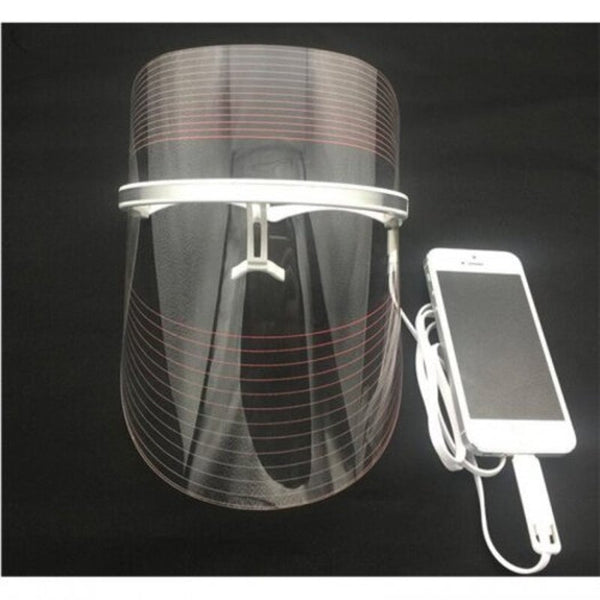 Portable 3 Colors Changing Led Photon Mask Facial Care Treatment Beauty Light Therapy Touch Control