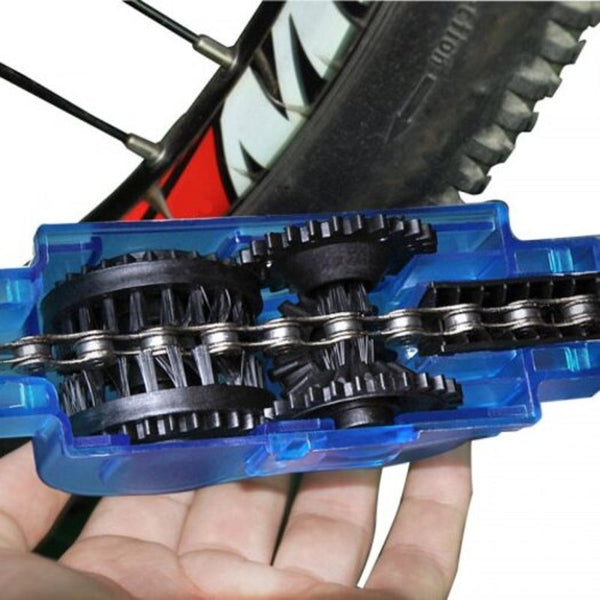 Portable Bicycle Chain Cleaner Bike Machine Brushes Scrubber Wash Tool Ocean Blue
