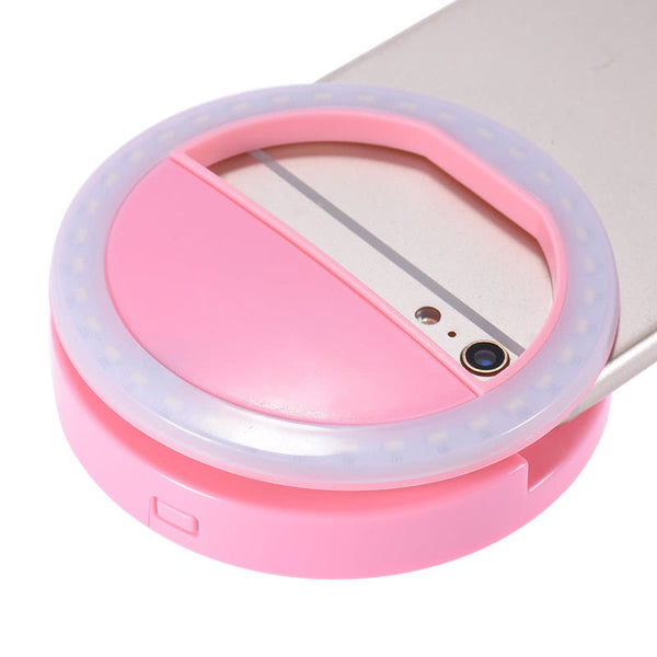 Portable Mini Selfie Led Ring Light Clip-On Mobile Phone Lamp Flash Pink