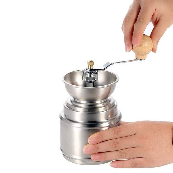 Hand Crank Coffee Grinder Manual With Adjustable Burr Stainless Steel Bean Pepper Mill Tool