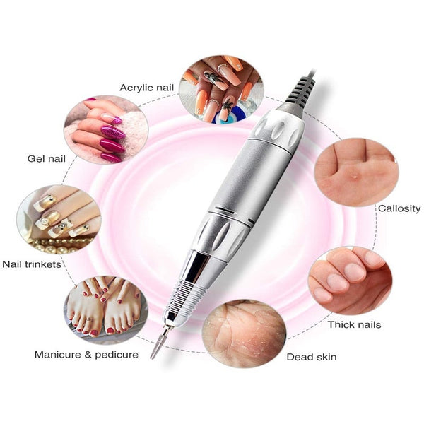Portable Nail Drill Machine Professional Rechargeable Electric Efile For Acrylic Nails Manicure / Pedicure Polishing Pink