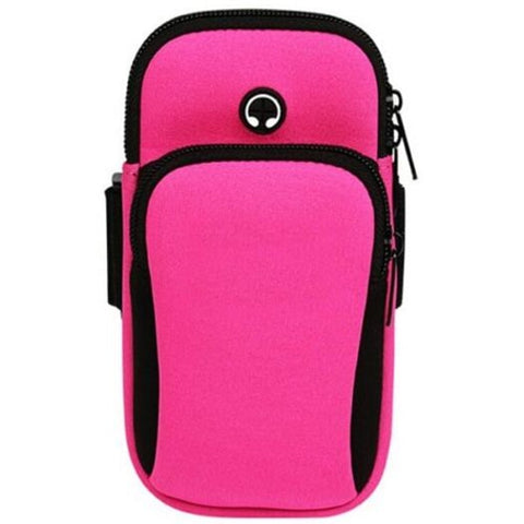 Portable Sports Running Hiking Mobile Phone Arm Bag Rose Red