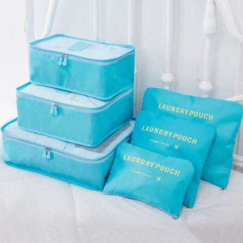Portable Waterproof Travel Storage Bag Multicolor Selection Large Capacity 6Pcs Deep Sky Blue