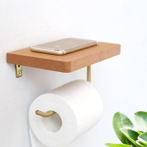 Wooden Shelf Toilet Paper Holder
