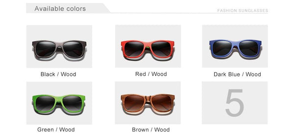 Handmade Natural Wooden Red Sunglasses Polarized Gradient Lens