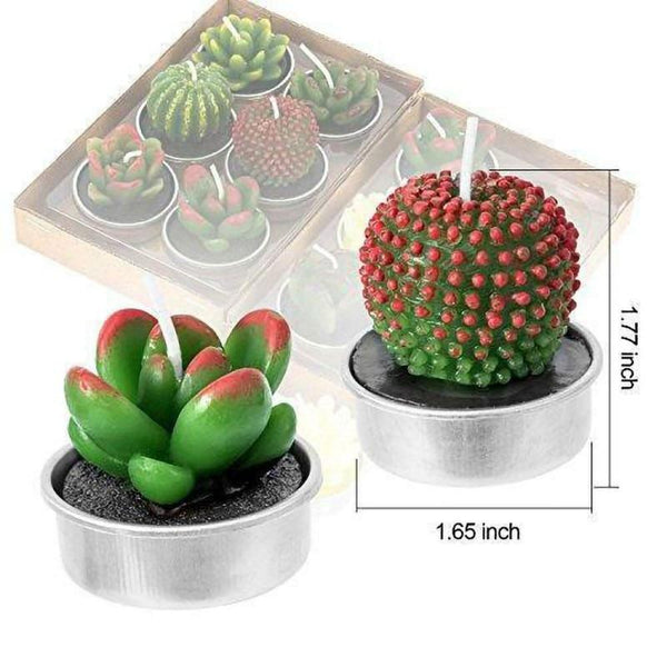 6Pcs/Set Artificial Cactus Succulent Plant Green Mini Candles Home Dcor