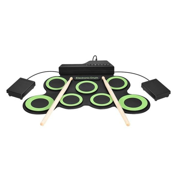 Portable Electronic Digital Drum Kit Usb 7 Pads Roll Up Silicone Set