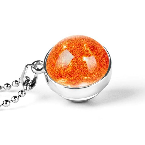 Glass Ball Planet Pendant Necklace Solar System Astronomy Jewellery