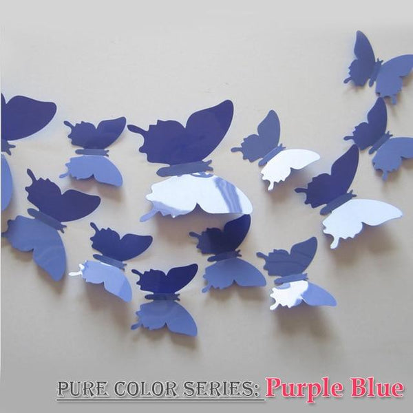 12 Pcs / Set Rainbow Colourful 3D Pvc Butterfly Wall Sticker Kawaii Home Decor