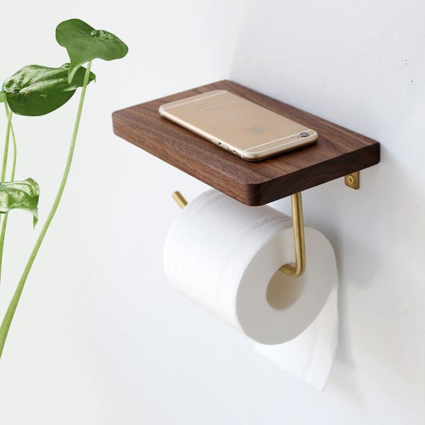 Wooden Shelf Toilet Paper Holder