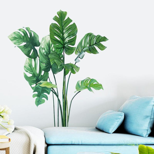 Removable Wall Stickers Tropical Green Plants Leaves Pvc Decal Home Decor