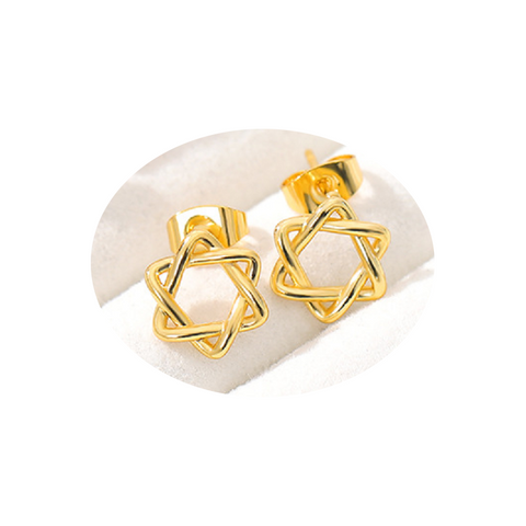 Stainless Steel Stud Earrings Fashion Jewelry Bohemian Hexagonal Star