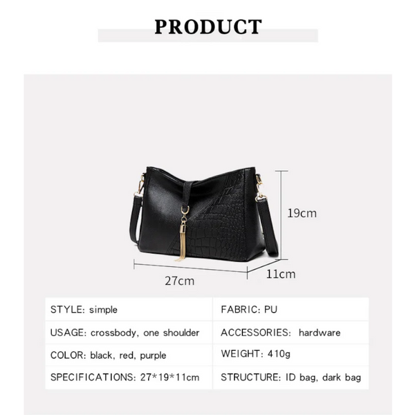 Pu Leather Large Capacity Ladies Shoulder Tassel Messenger Women's Bag