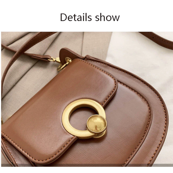 Pu Leather Saddle Fashion Shoulder Simple Bag Lady Solid Colour Handbags