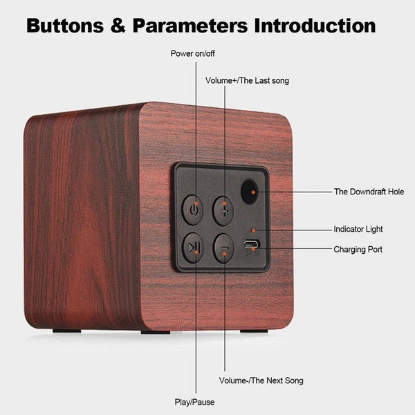 Q1 Mini Portable Wooden Bluetooth Speaker Red