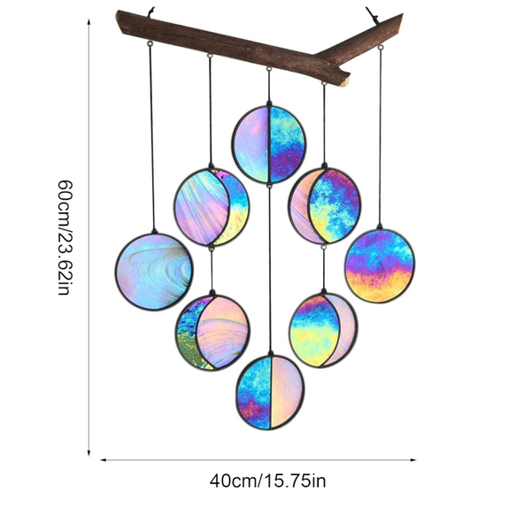 Rainbow Moon Phase Coloured Glass Wall Hanging