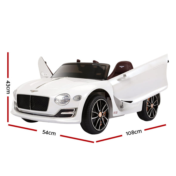 Rigo Bentley Kids Ride On Car Licensed Electric Toys 12V Battery Remote Cars White