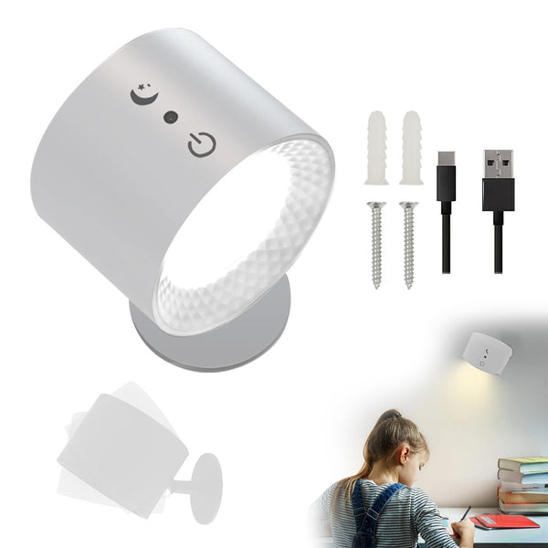 Rechargeable Magnetic Led Wall Sconce Mounted Lamp Cordless Light For Reading Study Bedside