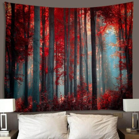 Red Maple Wood Pattern Print Tapestry Ruby W59 X L51 Inch