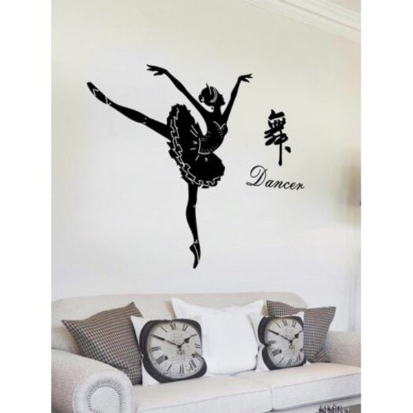 Removable Dancing Ballerina Girl Letter Wall Sticker Black 60 X 90Cm