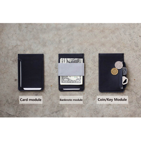 Removable Light And Thin Modular Wallet Compact Magnetic Card Bag Grey