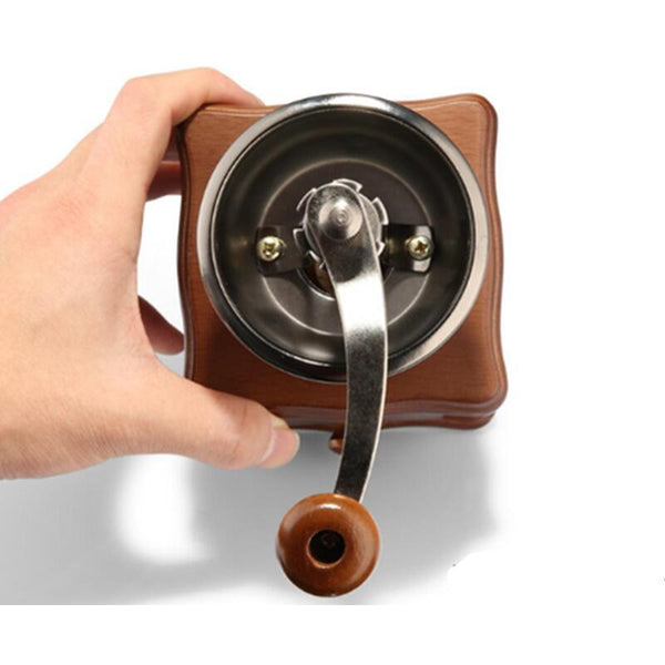 Retro Small Beech Wood Grain Grinder Adjustable Household Manual Hand Crank Coffee Machine