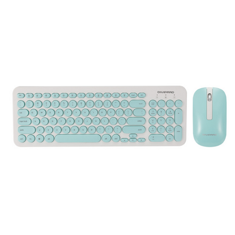 Retro Silent Keyboard 2.4G Wireless And Mouse Set Blue
