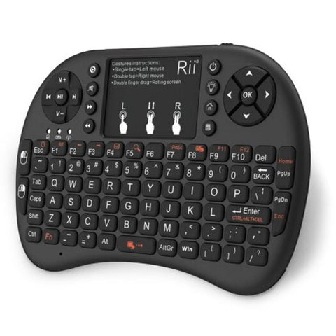 Rii I8 Multi Function Mini 2.4Ghz Wireless Touchpad Keyboard With Built In Battery For Htpc Black