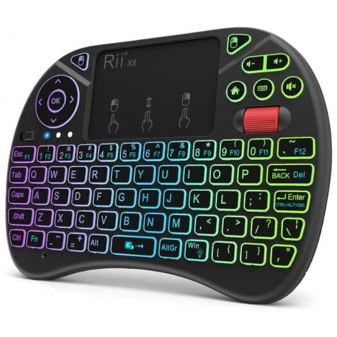 Rii X8 Led Backlit Wireless 2.4Ghz Keyboard With Touchpad Mouse Combo Black