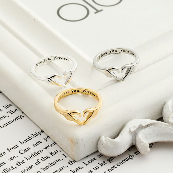 Romantic Hands Forming Love Heart Adjustable Ring