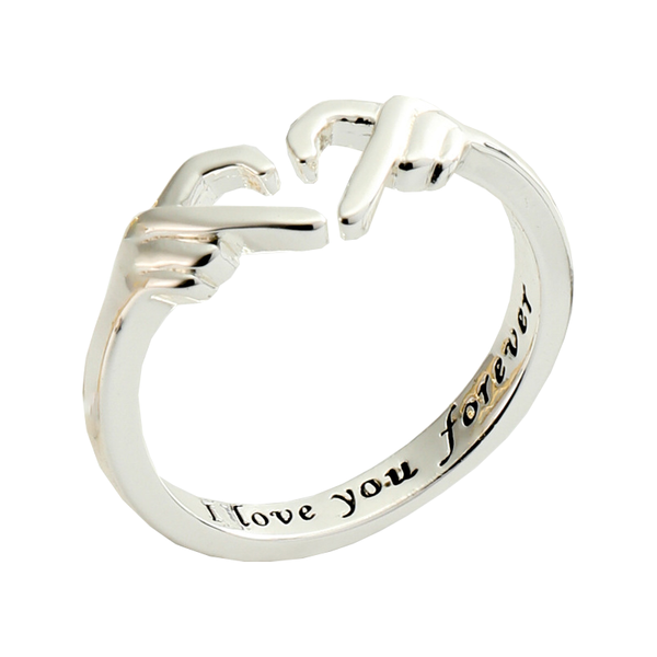 Romantic Hands Forming Love Heart Adjustable Ring