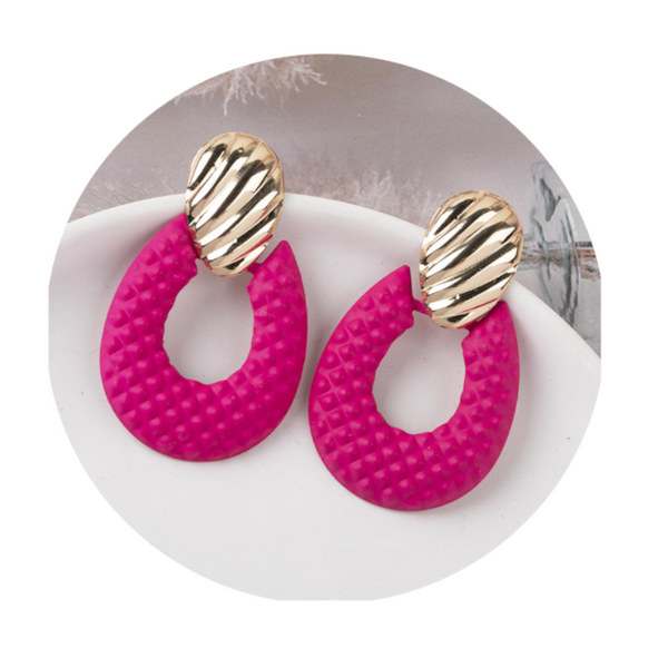 Rose Red Geometric All-Match Holiday Earrings For Summer