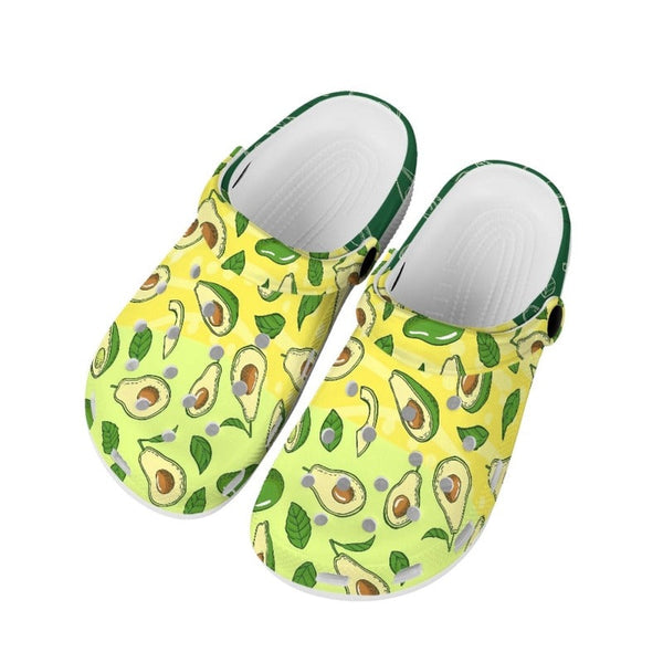 Avocado Printed Pattern Comfortable Non-Slip Unisex Rubber On Clog Shoes
