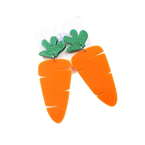 Acrylic Carrot Dangle Earrings Easter Jewellery