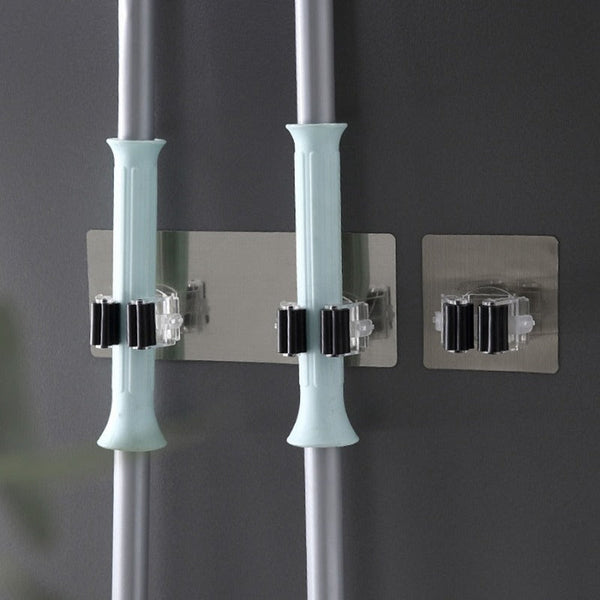 Adhesive Multi-Purpose Hooks Wall Mounted Mop Organizer Rack Brush Broom Hanger