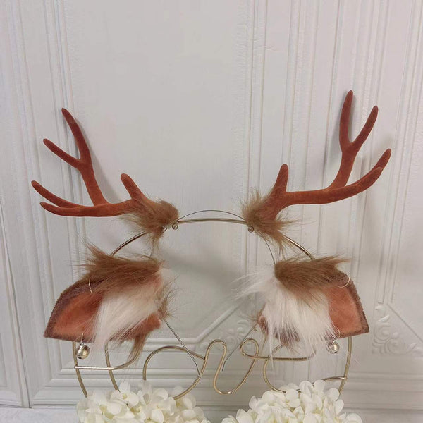 6In Handmade Reindeer Deer Tail Ears Antlers Collar Cosplay Costume
