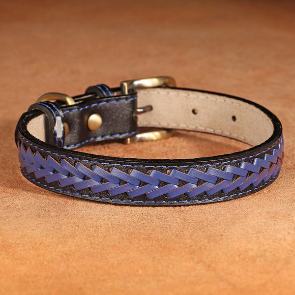 Braided Leather Adjustable Buckle Puppy Dog Collar Pet Accessories
