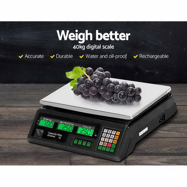 Emajin Scales Digital Kitchen 40Kg Weighing Shop Market Lcd