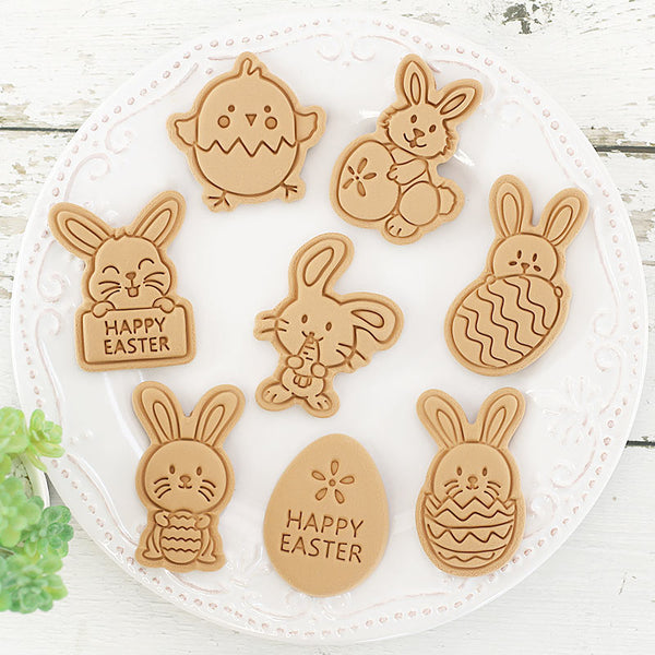 8Pcs 3D Easter Cookie Cutters Bunny Rabbit Eggs Baking Tools