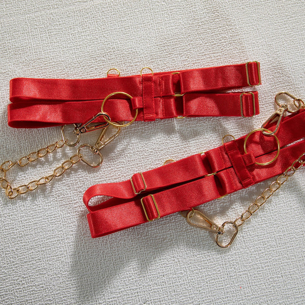 Padded Bra Chains Garter Strap Panties Luxury Lingerie Set Women