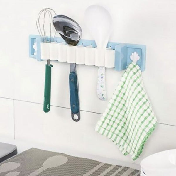Self Adhesive Plastic Brush Holder For Kitchen And Bathroom Jeans Blue