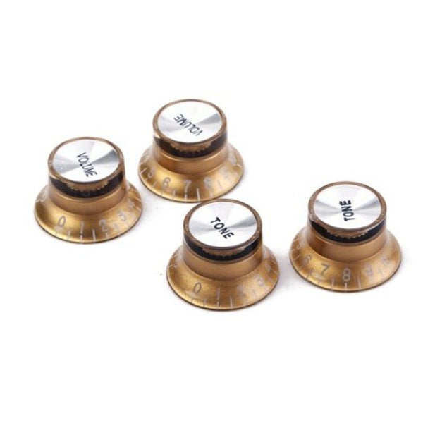 Set Yellow Silver Top Hat Knob For Gibson Les Paul Multi
