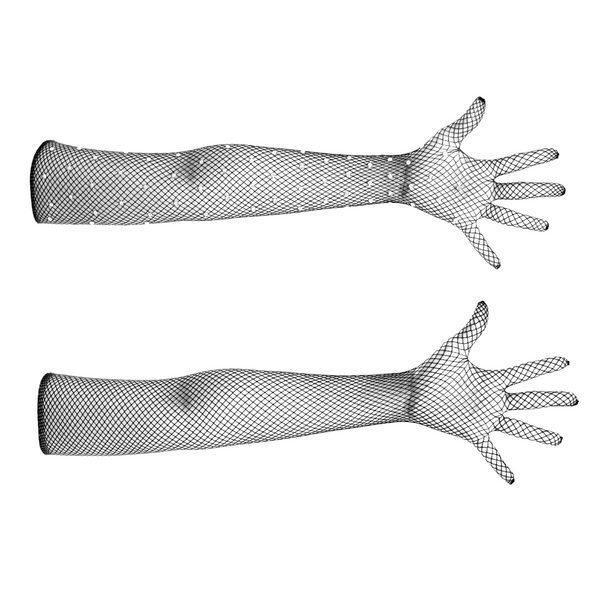 Sexy Rhinestone Diamond Mesh Long Black Fishnet Gloves