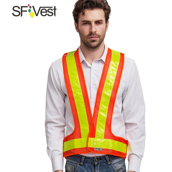 High Visibility Reflective Vest Safety Strap Vests Workwear Security Working Clothes Day Night Cycling Running Traffic Warning Waistcoat Yellow