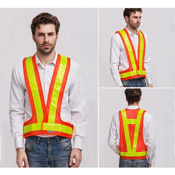 High Visibility Reflective Vest Safety Strap Vests Workwear Security Working Clothes Day Night Cycling Running Traffic Warning Waistcoat Yellow